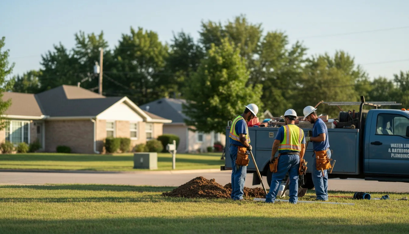 Residential water line and bathroom plumbing service in Leslie, MO
